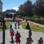mirabell gardens with tourists
