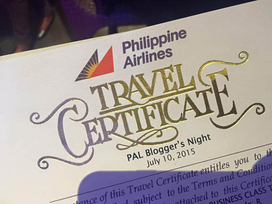 PAL travel certificate