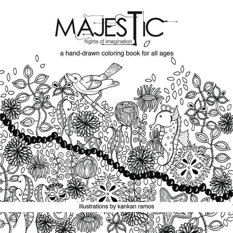 Majestic, flights of imagination: A hand-drawn coloring book for all ages 20 works of art inspired by the wondrous riches that live beneath our waves