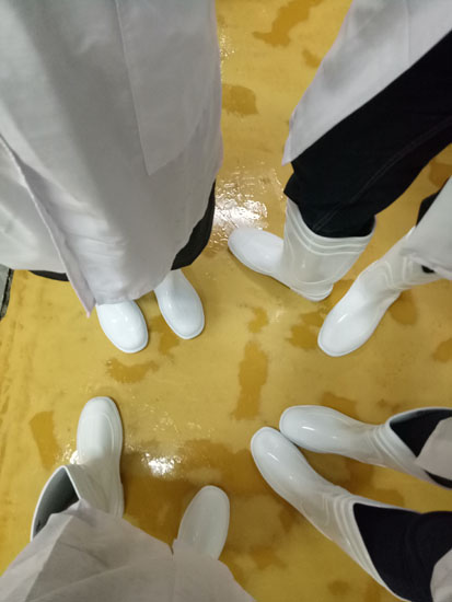 white boots at the BAVI processing